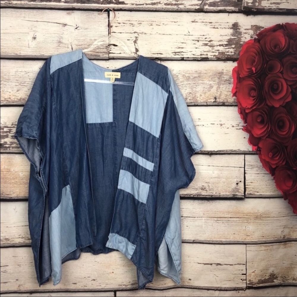 Anthropologie Patchwork Chambray Denim Kimono